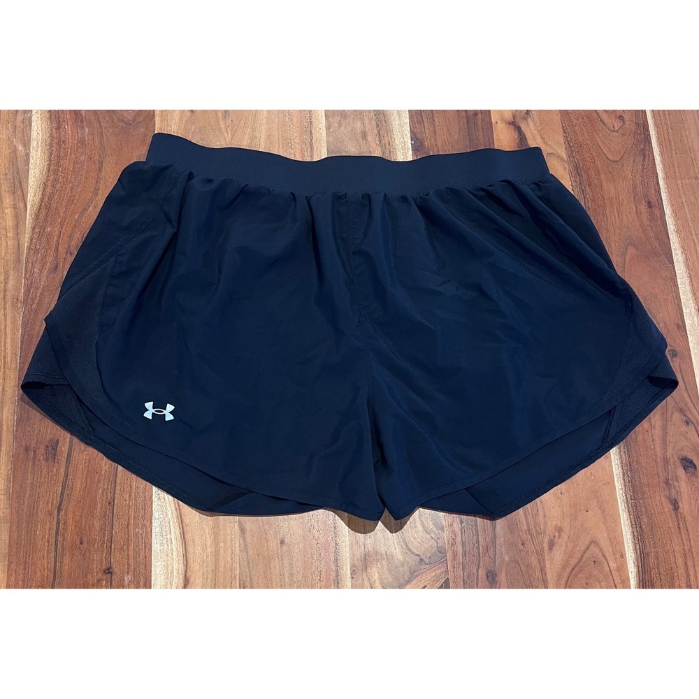 Under Armour HeatGear Fly By Running Shorts Womens 2X Black Mesh Panels Loose